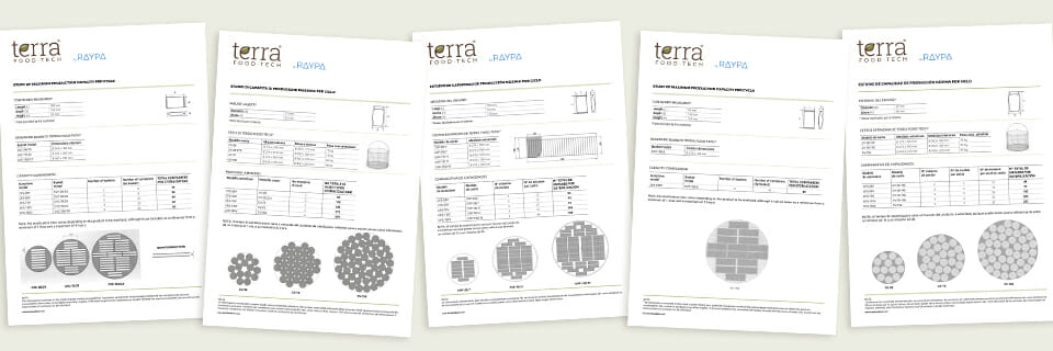 Berechnungsbeispiele für die Produktionskapazität für die verschiedenen Verpackungsarten in TERRA Food-Tech® Autoklaven.
