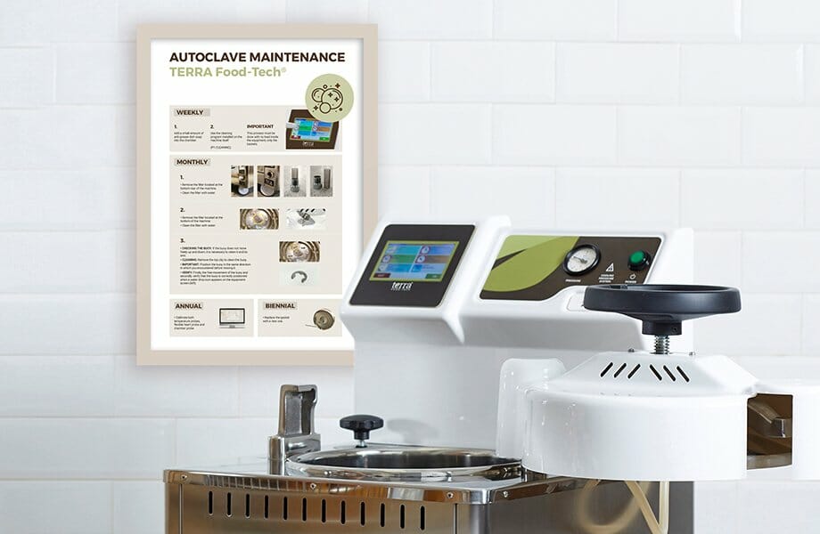Passos a seguir para a manutenção do autoclave TERRA Food-Tech