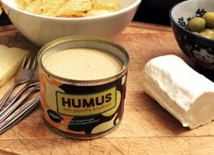 Tin of canned humus made by Mixblik.